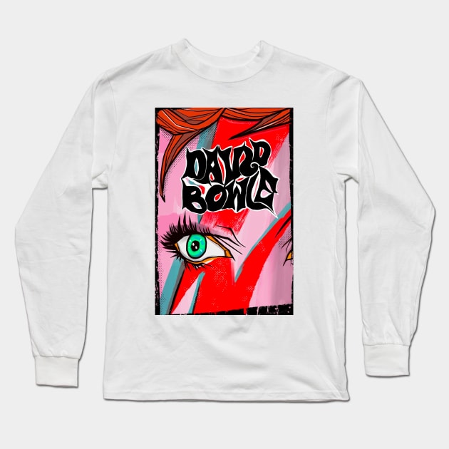 Bowie Fan Art Long Sleeve T-Shirt by Tinitaart